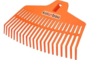 KOTARBAU Wytrzymała grabie 380 mm, miotła do liści, grabie wachlarzowe, wachlarz do liści, grabi, narzędzia ogrodowe, pomarańczowa, łamanie liści z tworzywa sztucznego, bez trzonka