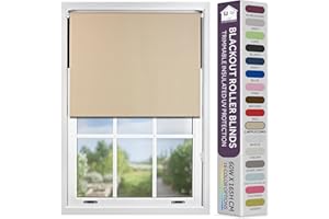 FURNISHED Blackout Roller Blind with Metal Fittings Trimmable Insulated Thermal Fabric Heavy-duty Easy Install Brackets Window Roller Blinds - Cappuccino, 100W x 165H cm