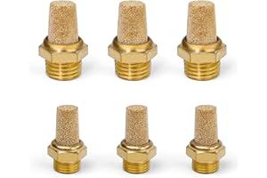 Silencieux Distributeur Pneumatique - Her Kindness 3 Pièces Silencieux Pneumatique 1/4 et 3 Pièces Silencieux Pneumatique 1/8, Filetage Mâle Réducteur de Bruit en Laiton Connecteur