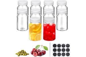 TranRantic 10 Stück Kleine Shot Flaschen zum Befüllen, Shot Gläser mit Deckel, Kleine Glasflaschen, Mehrweg Mini Shot Glasflaschen, 60ml Breiter Mund Shot Gläser für Saft Soße Schnaps Ingwer (Weiß)