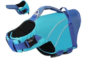 Giubbotto Salvagente per Cani Grandi - Giubbotto di Sicurezza Regolabile con Maniglia e Strisce Riflettenti, Taglia XS-XXL, per Mare, Piscina, Lago, Canoa | KONVINIT Dog Life Jacket