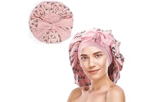 Unaone Silk Bonnet Satin Bonnet,Hair Bonnets for Curly Hair Sleeping,Women Satin Sleep Cap, Sleep Bonnets for Women,Silk Bonnet with Elastic Soft Band Big Bonnet Pink
