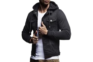 Leif Nelson Jeansjacke Herren, Jeans Denim Kapuzenjacke, Männer Jeans Jacke mit coolen Baumwolle-Ärmel, modernes Design in Regular Fit