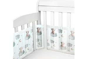 Luchild Cot Bumper - Baby Boys Girls Nursery Breathable Crib Bed Liner Bumper Set - Airflow Safe 3D Mesh Crib Liner (Sweet Dream Bear)