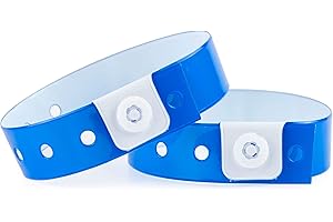 IBOO Set of 100 Plastic/Vinyl Event Wristbands Customizable Waterproof (Blue)