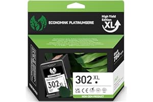 Economink 302XL czarne wkłady atramentowe, 302 czarne, regenerowane wkłady atramentowe HP 302, do DeskJet 2130 3634 3636 OfficeJet 3833 5220 3831 3830 5232 Envy 4525 4527 4520 do drukarek (1-1-1