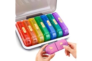 VESZOEN Pastillero Semanal 2 Tomas Español Pastillero Diario Grande 7 Dias Dosificador de Comprimidos con 14 Compartimentos Pastillero de Viaje para Vitaminas, Aceites de Pescado, Suplementos