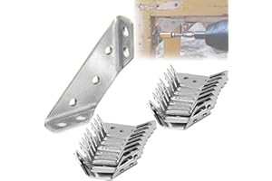 CLAVOIZ 20pcs Universal Stainless Steel Furniture Corner Connector, Corner Braces for Wood, Stainless Steel Angle Corner Brackets, Trapeziform Corner Brace with Screws for Cabinet Table Chair
