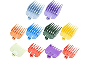 RANYAKE 10 Pcs Professional Hair Clipper Guide Combs,Multi Size Replacement Guards Set,Attachment Guide Combs for Many Clippers Trimmers