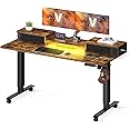 VASAGLE Electric Standing Desk with Built-In Power Strip, 60 x 140 x (72-120) cm, Adjustable Height, Monitor Stand, 2 Hooks and Drawers, Memory Function, Rustic Brown LSD184X11