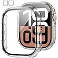Hepiide 2 Pack for Apple Watch Series 10 42mm Case with Tempered Glass Screen Protector, Slim Guard Bumper Full Coverage Hard PC Protective Cover for for iWatch 10 (Clear, 42mm)