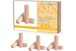 Mynoozi Tacos de Madera, Dowel Pins Wood, Pasadores de Madera Redondos, Tacos de Madera Cónicos Ranurados, Ranurada Espiga de Madera para Ranurado, Manualidades, Bricolaje, Carpintería (8x30mm, 300)