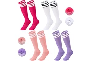 Zuimei 4 Pairs Kids Football Socks,Childrens Football Socks Kids Long Breathable Soccer Socks for Daily Running Training Socks for Kids Girls Boys