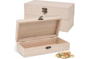 Rdlobu 3 st trälådor med lock, 20 x 10 x 5 cm, skattkista, trä, gör-det-själv minneslåda, trälåda med lock för smycken, armba