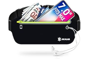 Akalas Ultra Slim Running Belt Waist Pack, No-Bounce Lightweight Fanny Pack, Water Resistant Runner Waist Bag, Adjustable Running Pouch for Gym Workouts, Travel & Outdoor Activities