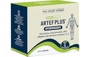WHY NATURE ARTEF PLUS - Integratore Alimentare Ossa e Cartilagine - Con Vitamina C, Vitamina D3, Vitamina E, Acido Ialuronico - Gusto Arancia - Senza Glutine - 24 Bustine