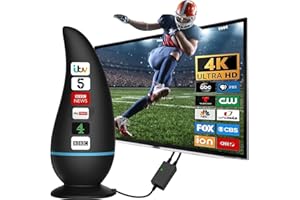 GLOBAL TECH 2025 Indoor TV Aerial, Digital TV Ariels Indoor 350+ Miles Long Range with Signal Booster for Freeview, Amplified Digital TV Antenna 4K 1080P HD with 18Ft Long Cable