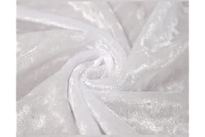 THEFABRICTRADE Crushed Velvet Fabric Craft Stretch Velour Material - Soft Furnishing & Craft Velour Fabric - 150cm Wide (White, Sold by The Metre)