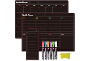 AZURERAY Tableau Frigo MagnéTique Magnetique Frigo Marqueurs Et Gomme Inclus Pour RéFrigéRateur - Parfait Comme Planificateur Hebdomadaire De Repas, Liste De Courses ou Tableau Aimanté Pour La Famille