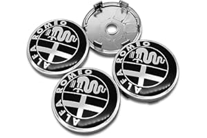 AKXBEFU 4 pezzi Coprimozzi per Alfa Romeo 159 147 156 Giulietta 147 159 Mito 60mm, Antipolvere Coprimozzo Ruota, Protezione ​dalla Ruggine Centro Copricerchi Tappi, Coperture ​per Mozzi con Logo
