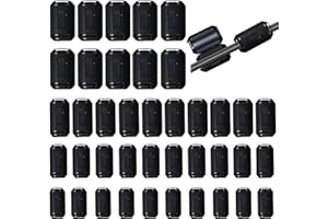 TESIN (Pack of 40pcs) Clip-on Ferrite Ring Core RFI EMI Noise Suppressor Cable Clip for 5mm/ 7mm/ 9mm/ 13mm Diameter Cable, Black