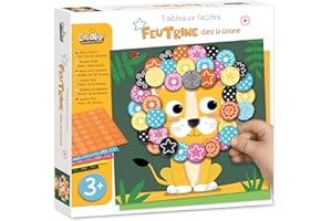 CREA LIGN' Créa Lign' | Tableaux Feutrine enfant 3+ | Kit Créatif DIY Gommettes Autocollantes | Activité Manuelle et Loisirs Créatifs | Thème “Dans la Savane” | Animaux | Filles et Garçons