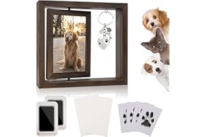SAHCOGNITUAL Set di Impronte per Cane e Gatto, Cornice Commemorativa per Cane e Gatto, 2 Cuscinetti per Impronte di Zampe di Animali, Set di Impronte per Neonati 0-6 Mesi, Mostra Due Immagini di 15x10 Cm