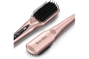 Terviiix Brosse à lisser, peigne en céramique ionique négative, peigne à lisser en céramique anti - blanchiment bi - tension, 16 températures, arrêt automatique