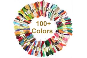 BRRNOO Set di Fili da Ricamo in Cotone DmC - 100 Colori, Punto Croce, Filo di Punti, Bracciale dell'Amicizia - 100 Matasse da 8 Metri