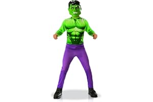 RUBIE'S RUBIES -HULK - Marvel officiel - Déguisement Super Héros pour Enfant Entrée de Gamme - Taille 5-6 ans. Costume avec combinaison et masque PVC- Pour Anniversaire, Carnaval Halloween