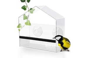 wildlife friend Mangiatoia per Uccelli da Finestra - Trasparente con Ventose I Casetta Uccellini da Esterno - Mangiatoia per Cince, Passeri e Uccelli Selvatici