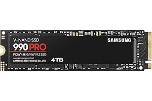 Samsung SSD 990 Pro NVMe M.2 Pcle 4.0, SSD Interne, Capacité 4 To, Vitesse de lecture jusqu'à 7 450 Mo/s, Gestion Intelligente de la Chaleur avec Revêtement en Nickel, MZ-V9P4T0BW