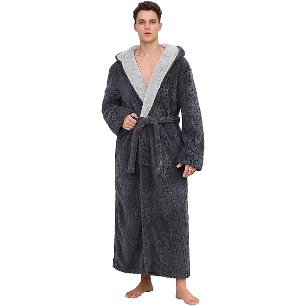 Peignoir Homme Long En Polaire ZAKASA | 100% Polyester Doux Et Chaud | Taille M à XXL | Poches Et Ceinture Ajustable | Idéal Cadeau Noël