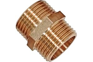 MegaHaustechnik Doppel Nippel aus Messing 1 1/2" Zoll AG x AG Außengewinde Außendurchmesser 48mm Gewinde Fitting für Trinkwasser geeignet Verschraubung Verbindung Stück Kupplung Metall Heizung Wasser