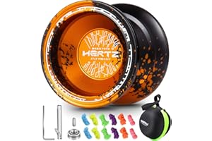 SHUNGRU JoJo Y03-Hertz Profi unempfindliches JoJo für Kinder und Erwachsene, Trick JoJo Y03 mit Langer Spin-Zeit, Profi Metall JoJo für Fortgeschrittene + 12 JoJo-Saiten + Tasche - Schwarz-Gold