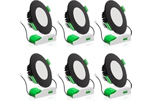 ALUSSO Spot Led Encastrable Noir Extra Plat Spot Led Encastrable Dimmable 230V 8W Spot Plafond 3000K 4000K 5700K，Découpe 65-88mm,Rond plafond encastré Pour salle de bain,Cuisine,Salon, Lot de 6