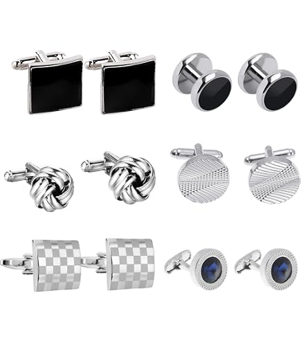 Boutons De Manchette Homme En Argent - Diamètre 18 Mm - Boîte Cadeau Noire - Élégant Pour Mariage, Cérémonie & Bureau