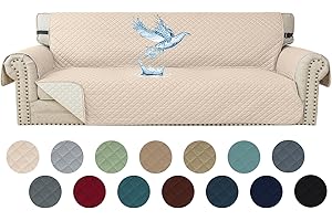 YSTELLAA Impermeabile Copridivano 4 Posti Con Braccioli, Copridivano Trapuntato, Copridivano Antigraffio Gatto Cani, Universale Salvadivano Antimacchia, Beige