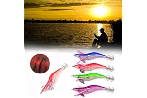 fllyingu 4 Leurre De Pêche, Turlutte A Calamar, Leurre Electronique, LED Électronique Lumineux Squid Jig Crevettes Bait Nuit