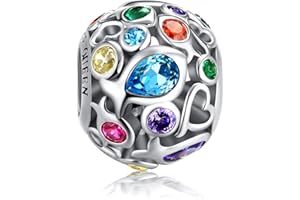 FOREVER QUEEN Damska zawieszka w tęczowym kolorze, charms do bransoletki, srebro wysokiej próby 925, koraliki, kolorowy koralik, idealny prezent na Dzień Matki, z pudełkiem prezentowym