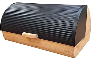 briebe Nordic Panera para Guardar Pan de Mesa Madera Bambú, Tapa Deslizante, Bread Box para Almacenamiento Pan y Bollería, Diseño Nórdico Moderno, Negro