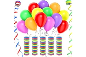 Septeamay 5 Rollen Luftschlangen Regenbogen + 30pcs Luftballons, Luftschlangen 4m mit je 18 Abrisse, Bunte ballons in 6 Farben, Kindergeburtstag Deko Geburtstagsdeko für Geburtstag, Party, Karneval