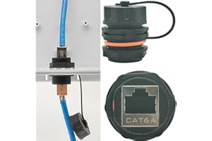 CTRICALVER Wodoodporne złącze RJ45, 1 szt. CAT6A/6/5E ekranowane złącze kablowe Ethernet LAN, panel przemysłowy żeński na żeński łącznik cumowniczy z wodoodporną nasadką przeciwpyłową