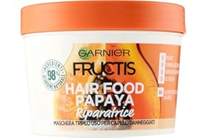 Garnier Hair Food Maschera Riparatrice 3 in 1 con Formula Vegana per Capelli Danneggiati, Papaya, 390 ml, Confezione da 1