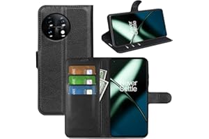 BOCTECH Funda para Oneplus 11 5G, Carcasa con Tapa Flip Case Libro de Cuero PU Piel y Silicona Suave Cartera Cover Antigolpes con Cierre Magnético, Ranura para Tarjeta y Función de Soporte, Negro