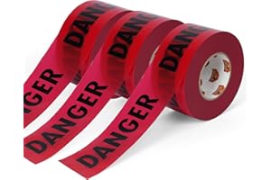 TAPEBEAR Cinta de Precaución, DANGER Rojo Negro Cinta de Advertencia 76mm x 305m Cinta de Balizaje, Cinta de Señalización para Áreas de Peligro&Decoracion Halloween Casa, 3Rollos