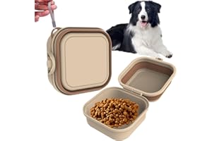 PANOONA Viaggio Ciotole Pieghevoli per Cani e Gatti 2 in 1 Ciotola Animali Portatile Silicone Cibo Acqua Alimenti Mangiatoia All'aperto Portatile Escursionismo Campeggio Quadrato (Rosa)