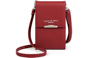Katech Damen Kleine Umhängetasche, Citytasche Schultertasche Multifunktionale Handytasche mit Vielen Fächern und Kartenfächer, Crossbody Tasche für Damen (Rot)