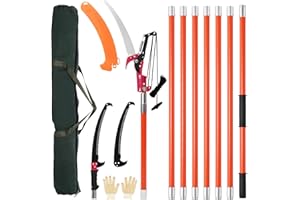 Teodute Sega ad Asta Manuale, 2.1m-8m Seghetto per Potatura Svettatoio Telescopico per Potare Palme e Arbusti (8 Aste Giunzione)