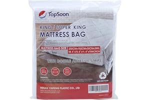 Topsoon king size Borsa per materassi per uso professionale con doppie strisce adesive 98,5 "x11,8" x75,6 "spessore 75 micron per l'immagazzinamento e lo spostamento del materasso